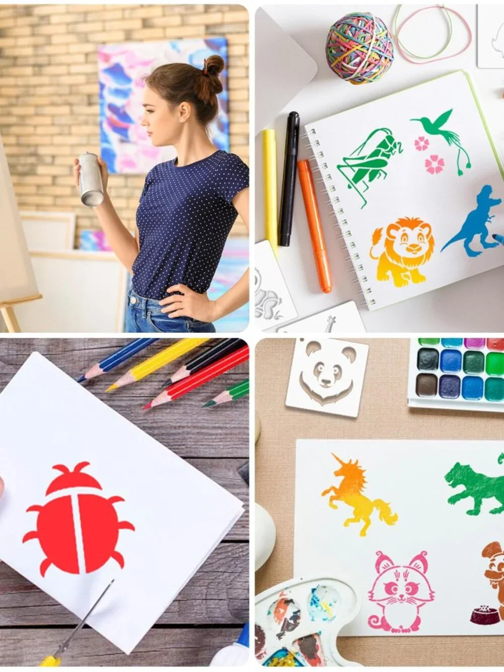 Augshy 56 Pcs Animal Stencils for Painting Craft Drawing Templates for Kids | Re